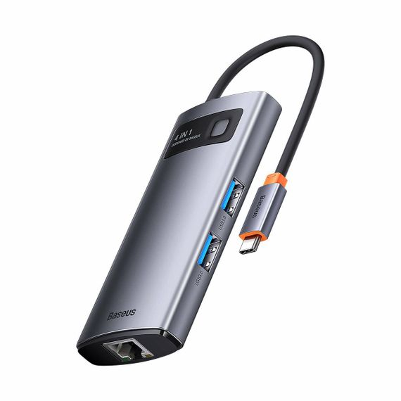 USB-HubBaseus Metal Gleam Series 4-in-1 Multifunctional Type-C HUB Docking Station Gray （Type-C to | Зображення 1
