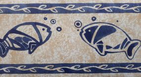 Пленка самоклеющаяся бордюрная 10,6х1000cm водостойкая рыбка на изразце