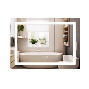 Дзеркало Lidz Kubis (KU2) 900х700 з LED-підсвіткою Touch, з антизапотіванням, з димером, рег. яскравості LD78LF904907048452