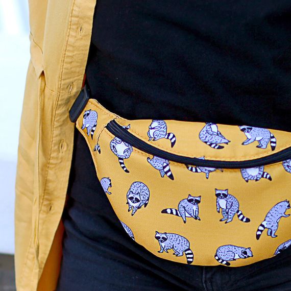Сумка на пояс бананка Bumbag Енотики 27x16 см (BB_20J006_BL)