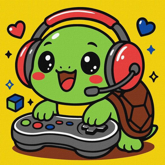 Картина по номерам "Черепашка геймер" ©art_selena_ua KHO1287, 25х25 см
