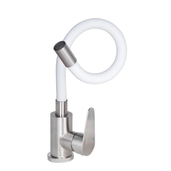 Змішувач для кухні Lidz Vida 04R-WFS, U-подібний гнучкий White | Зображення 3