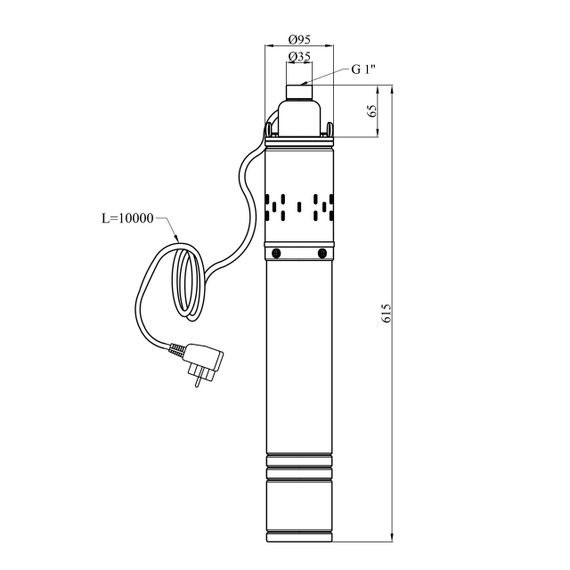 Насос глибинний шнековий Agua 4S QGD2,4-130-0,75 Hmax 130 м Qmax 40 л/хв P 750 Вт з вбудованим конденсатором | Зображення 1
