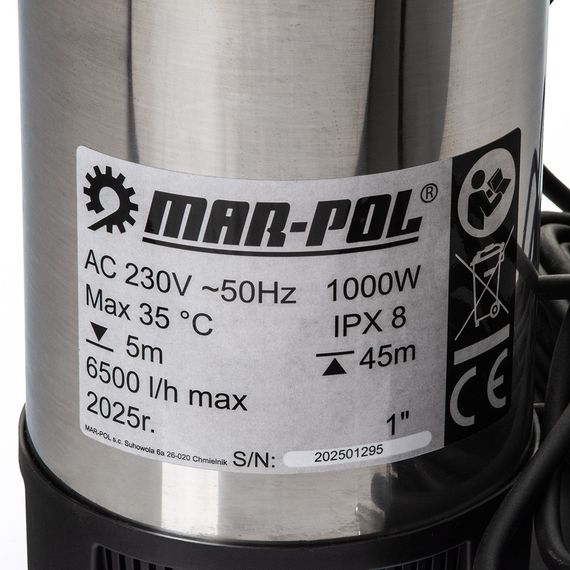 Занурювальний насос AQUASMART™ MAR-POL з автоматикою, 1000 Вт, 110 л/хв | Зображення 7