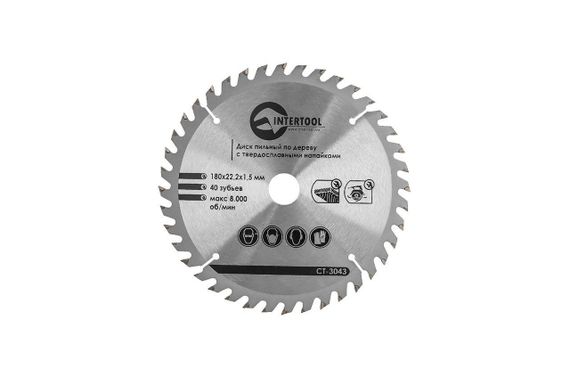 Диск пильный Intertool - 180 х 40T х 20 мм (CT-3043)