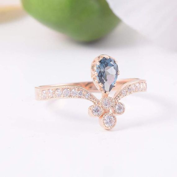 Кольцо из красного золота с топазом London Blue 19 | Зображення 3