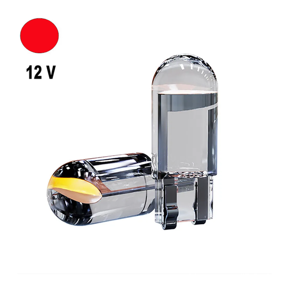 Автолампа Terra T10/W5W, цоколь W2.1x9.5d, COB, скло, червоний, 12 В | Зображення 1