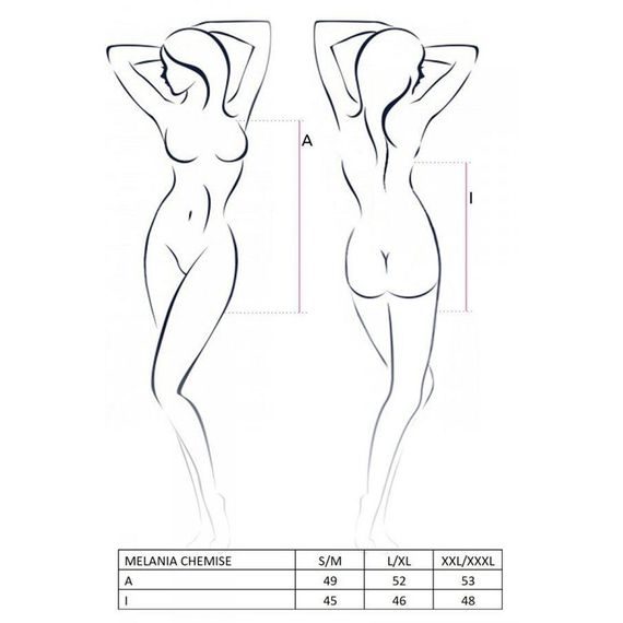 Сорочка прозора бебі дол Passion MELANIA CHEMISE S/M, black, трусики, на тонких бретелях | Зображення 4