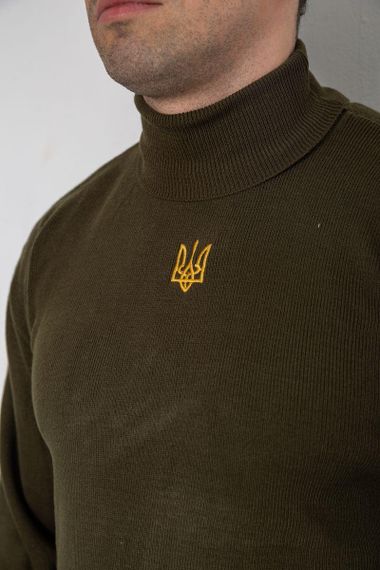 Гольф чоловічий з вишивкою тризуб, колір хакі, 161R010 | Зображення 4