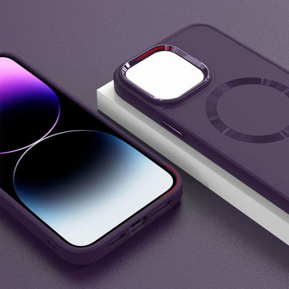 TPU чохол Bonbon Metal Style with MagSafe для Apple iPhone 15 (6.1") Фіолетовий / Dark Purple | Зображення 5