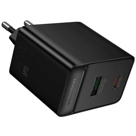 МЗП Borofone BAS16A Erudite PD45W+QC3.0 (1USB-A/1C) Black | Зображення 3