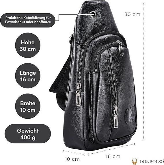 Сумка через плече для чоловіків chest bag виготовлена з високоякісного матеріалу з водовідштовхувальною тка | Зображення 5