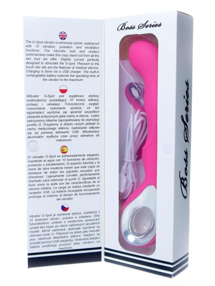 Вибромассажер для точки G Boss Series - Wibrator G-spot 10 functions USB Pink, BS2200054 sexstyle | Зображення 11