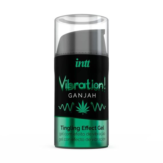 Жидкий вибратор Intt Vibration Ganjah (15 мл), густой гель, необычный вкус, действует до 30 минут | Зображення 1