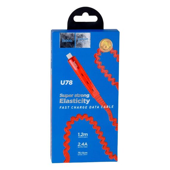 Кабель USB Hoco U78 Cotton Micro 2.4A 1.2m Колір Червоний | Зображення 2