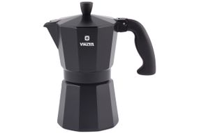 Кофеварка гейзерная алюминиевая Vinzer Moka Nero 50394, на 3 чашки, для дома и офиса