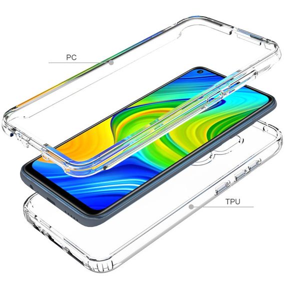 Чохол TPU+PC Full Body захист 360 для Xiaomi Redmi Note 9/Redmi 10X прозорій | Зображення 1