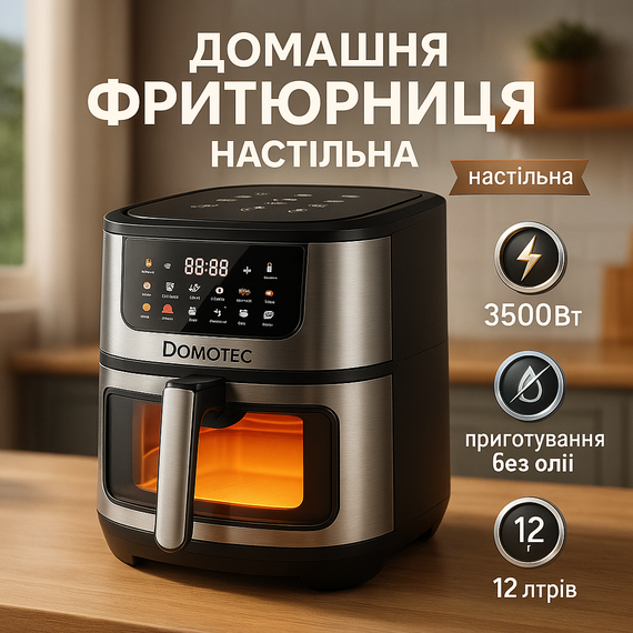 Повітряна фритюрниця для закусок без масла DOMOTEC MS-3223 12Л 3500Вт, Фритюрниця для дому без олії ZQ-44