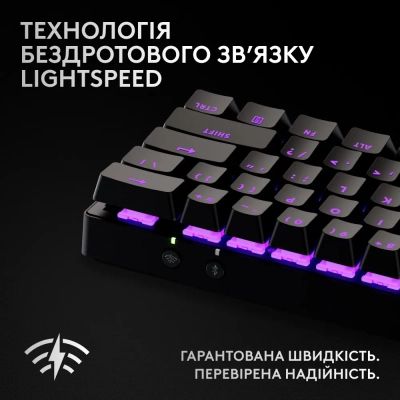 Клавиатура Logitech G Pro X 60 Lightspeed GX Tactile Wireless/Bluetooth UA Black (920-011911) | Зображення 3