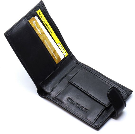 Шкіряне чоловіче портмоне на кнопці ST Leather ST104 Чорний | Зображення 1