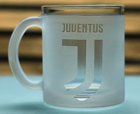 Скляна чашка 320 мл ФК  Juventus Ювентус з гравіюванням подарунок для фаната  футбольна кружка