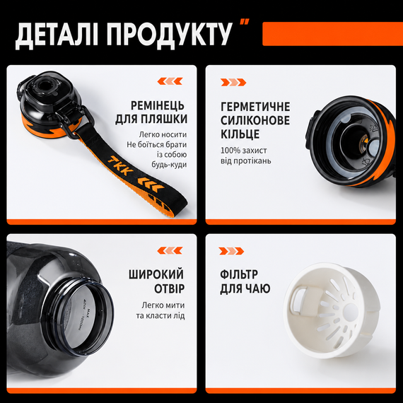 Спортивная бутылка TKK 1500 мл (1.5 л) - Зеленая Tritan BPA-free, ударопрочная эко-бутылка с антискользящей вставкой | Зображення 2