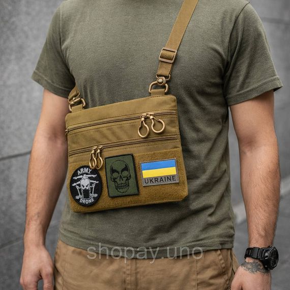 Тактична сумка через плече з панеллю для патчів Cordura койот | Зображення 4
