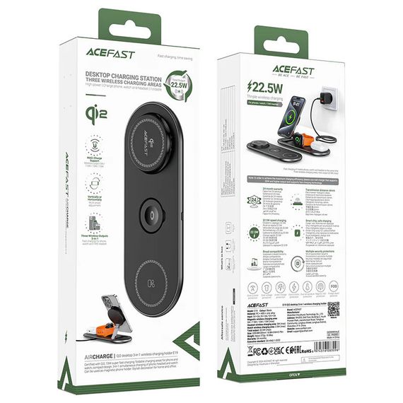 БЗП Acefast E19 Qi2 desktop 3-in-1 Black | Зображення 2