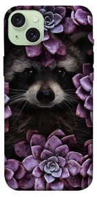 Чохол з картинкою Єнот у квітах для Apple iPhone 15 Plus (6.7")