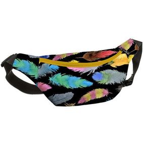 Сумка на пояс бананка Bumbag Перья 27x16 см (BB_18J050_ZHL_BL)