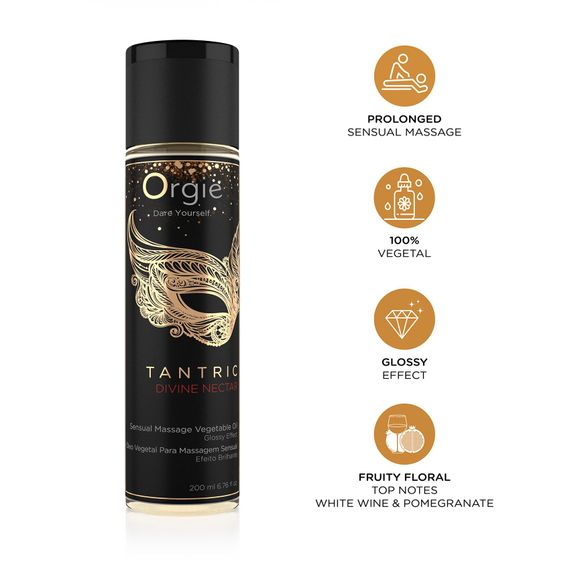 Масажна олія Orgie – Tantric Divine Nectar (200 мл), для тантричного масажу, зволоження | Зображення 2