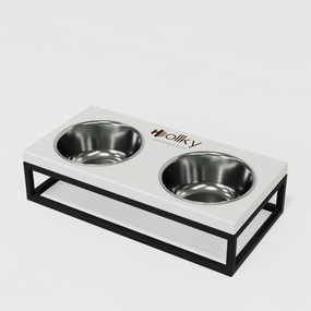 Миски на подставке для маленьких собак и котов Hollky Base S (2 × 0,45 л) BS-36187-BLWH