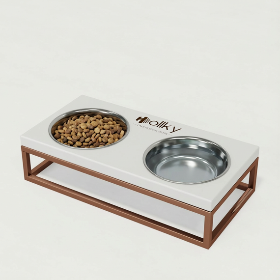 Миски на подставке для маленьких собак и котов Hollky Base S (2 × 0,45 л) BS-36187-GLWH | Зображення 1