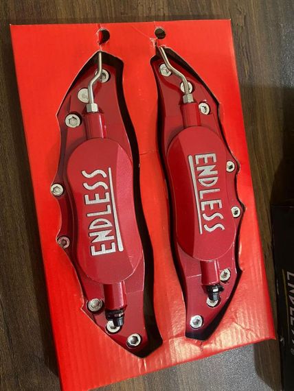 Захисні накладки на гальмівні супорти з алюмінієвого сплаву для колісних дисків 14-15" 2 шт 24 см, червоні, комплект накладок | Зображення 6