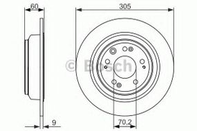 Диск гальмівний Honda Accord VIII задн. (вир-во Bosch) BOSCH 0986479740 на HONDA ACCORD EURO VIII седан (CU)