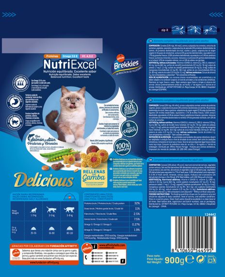 Сухий корм із рибою для котів Brekkies Cat Delicious Fish, 900 гр | Зображення 1