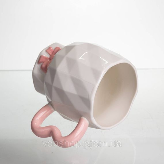 Чашка порцелянова на ніжці 400 (мл) оригінальна кружка на подарунок чашка для чаю та кави Рожевий FM-39C | Зображення 1