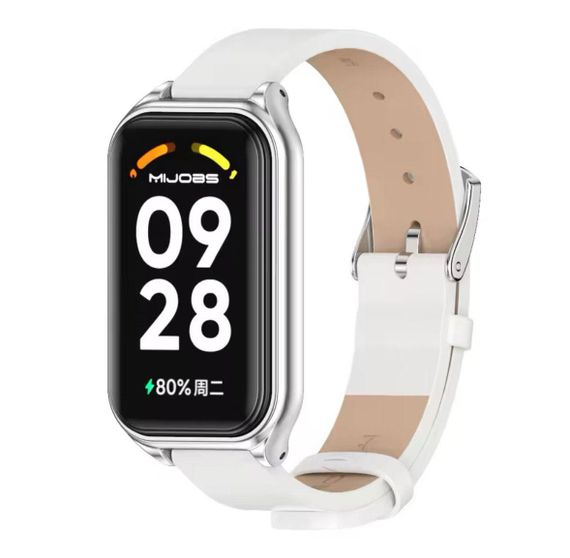 Шкіряний ремінець Mijobs для фітнес браслета Xiaomi Smart Band 9 Active - White | Зображення 1