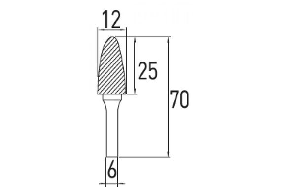 Бор-фреза твердосплавна тип G, 12x25, HT6D596 уп1 шт Hoegert | Зображення 1