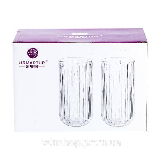 Набор стаканов из 6 штук по 380 мл прозрачный с золотым ободком HP552 | Зображення 2