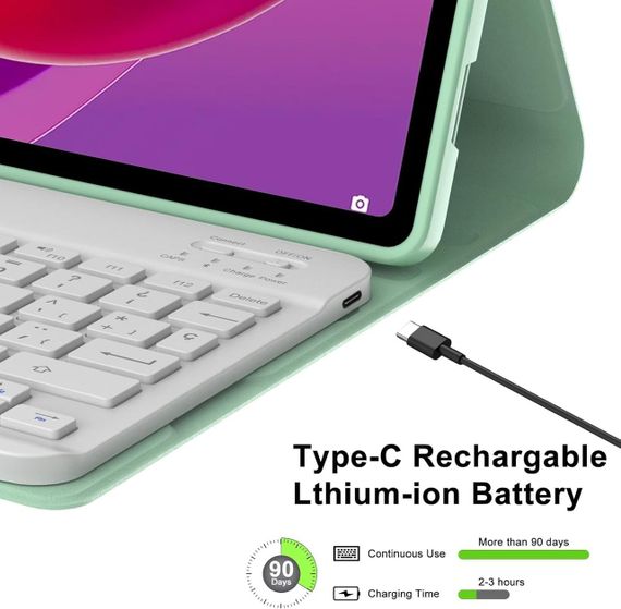 Чохол з Bluetooth клавіатурою для Lenovo Tab M11 2024 11" TB330FU, TB330XU, світло-зелений з тримачем для стилуса QWERTY | Зображення 6