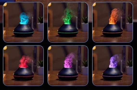 Ароматический диффузор эфирных масел с RGB освещением имитация пламени • Увлажнитель воздуха с эффектом огня 130 мл | Зображення 5
