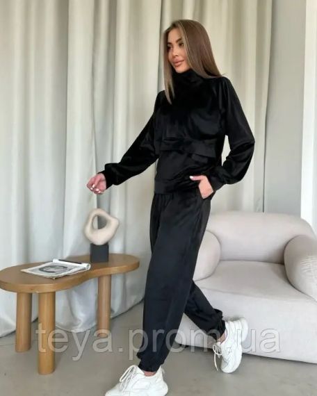 Спортивный костюм для женщин цвет черный размеры S, M, L, XL FI_008602 | Зображення 1