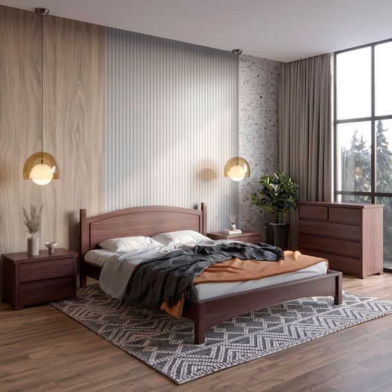 Двоспальне дерев&#039;яне ліжко Mebigrand Мангеттен Н Горіх темний 140х190 см (MBG-3384)