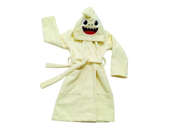Халат детский с капюшоном натуральный махровый с вышивкой акуленок BABY SHARK желтый 110 | Зображення 2
