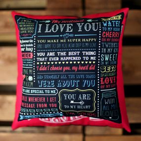 Подушка габардинова з принтом I love you 30x30 см (3P_WOL030)