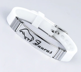 Силіконовий браслет Primo Zodiac - Taurus (Тілець) - White