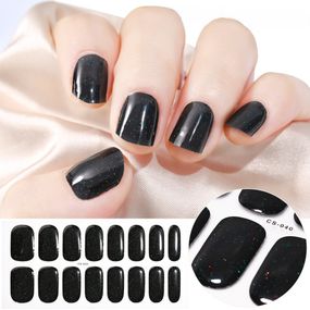 Гелеві наліпки на нігті твердіючі в УФ лампі NL-CS-040 Чорний 16 шт (A9576)