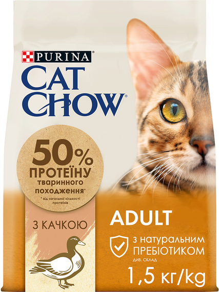 Сухий корм Purina Cat Chow Adult для дорослих котів, качка 1.5кг