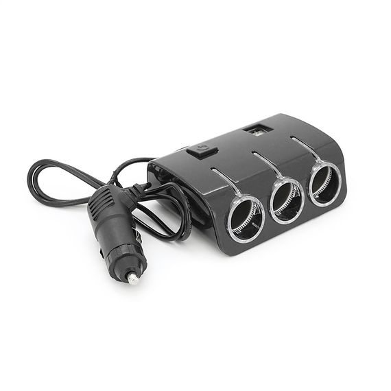 АЗУ разветвитель WEIFENG,12V-3x12V + 2 * USB,Black,Blister